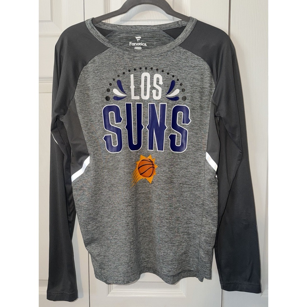 🔥Phoenix Suns Fanatics Shirt Size Small Gray Long Sleeve NBA Los Suns 75th